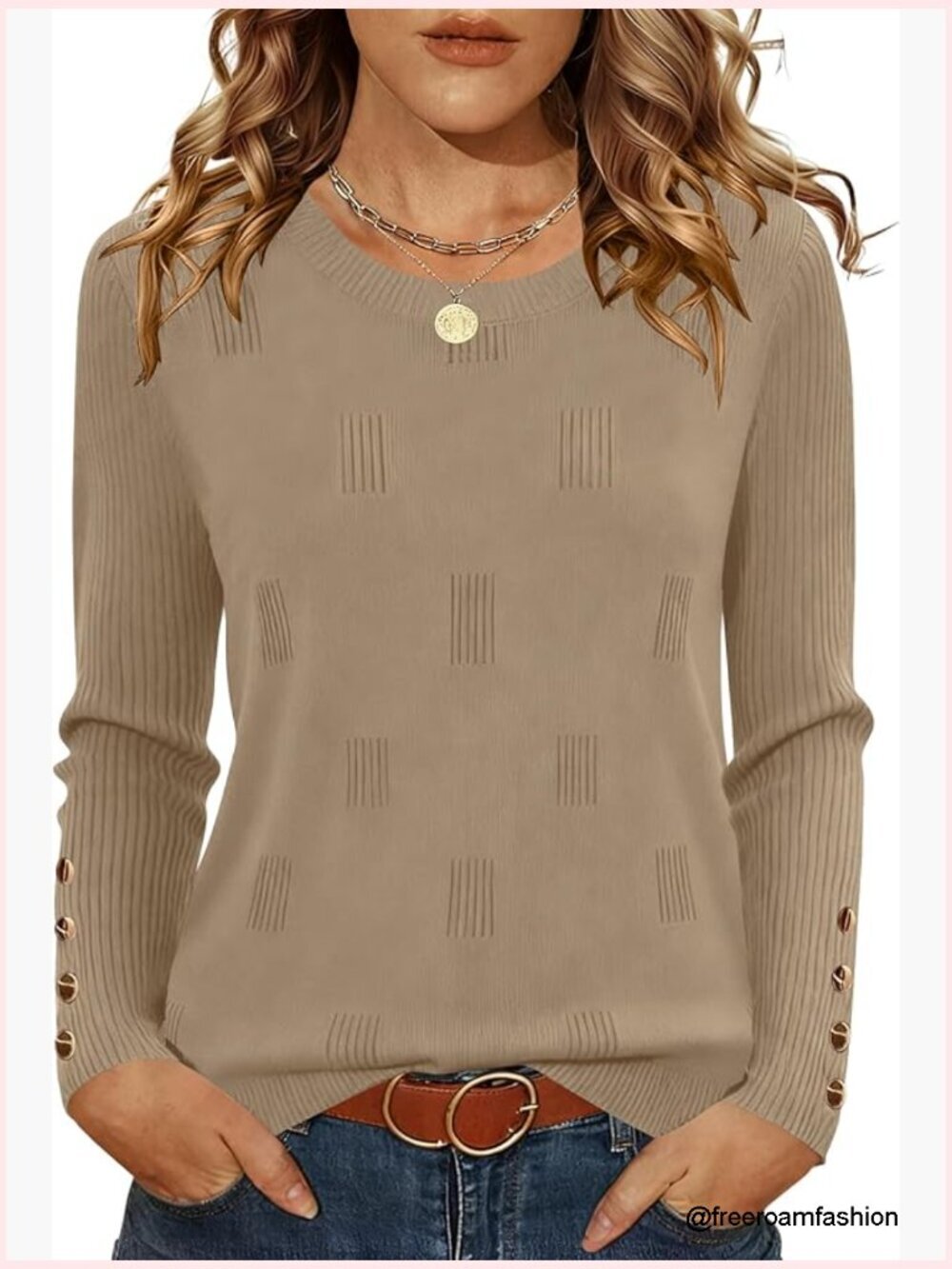 Lightweight Knit Pullover Sweater with Decorative Buttons